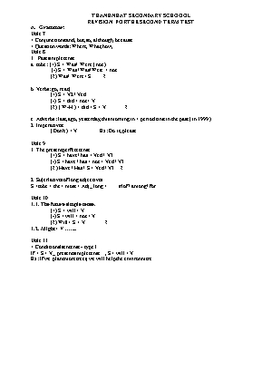 Revision for the second term test - Thanh Nhat secondary schoool